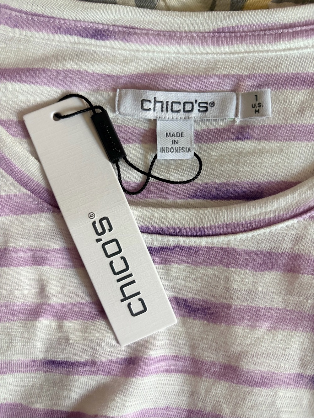 NWT Chicos Palermo Cotton Slub Stripes Tee, Size 1 - Picture 8 of 14